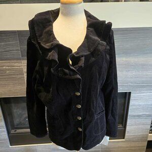 LAL Women’s Ruffle Collar Corduroy Jacket – Size XL, NWT